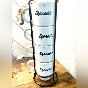 Four piece stackable expresso mug set. New, never used but price was removed.
